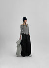 Trac Stripe Off Shoulder 3/4 Sleeve T-shirt