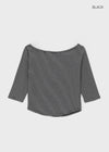 Trac Stripe Off Shoulder 3/4 Sleeve T-shirt