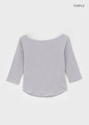 Trac Stripe Off Shoulder 3/4 Sleeve T-shirt