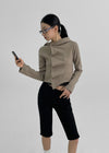 Telling Crop Ruffle Hood Cardigan