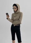 Telling Crop Ruffle Hood Cardigan