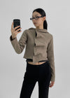Telling Crop Ruffle Hood Cardigan