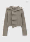 Telling Crop Ruffle Hood Cardigan