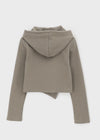 Telling Crop Ruffle Hood Cardigan