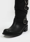 Deogoldi Ribbed Buckle Leather Long Boots