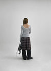 [MADE] Tnew Check Pleated Midi Skirt