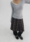 [MADE] Tnew Check Pleated Midi Skirt