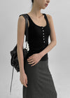 Mengs Henry-Neck Ribbed Sleeveless