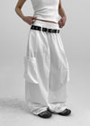 TheQ Nylon Pocket Wide Pants (Set with Belt)