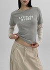 Cohing Stripe Graphic Layered Long Sleeve Tee