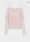 Cohing Stripe Graphic Layered Long Sleeve Tee