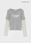 Cohing Stripe Graphic Layered Long Sleeve Tee