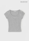 Frency Ribbed U-Neck Short Sleeve Tee