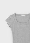 Frency Ribbed U-Neck Short Sleeve Tee