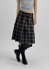 [MADE] Tnew Check Pleated Midi Skirt