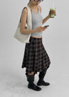 [MADE] Tnew Check Pleated Midi Skirt