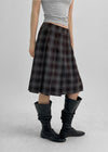 [MADE] Tnew Check Pleated Midi Skirt