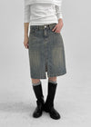 [MADE] Wiston Slit Denim Midi Skirt
