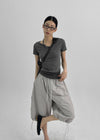Bining Layered Stripe Halter Henley T-Shirt (S/S Ver.)