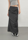 Lasuring Shirred Slit Long Skirt