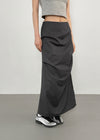 Lasuring Shirred Slit Long Skirt