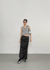 Lasuring Shirred Slit Long Skirt