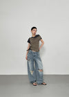 Chemnock Washed Distressed Wide Denim Pants