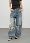 Chemnock Washed Distressed Wide Denim Pants