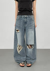 Chemnock Washed Distressed Wide Denim Pants