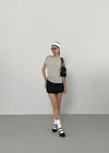 Puffing Low-Waist Pintuck Mini Skirt Pants