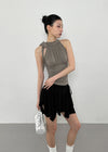 Kungnet Shirred Strap Halterneck Sleeveless