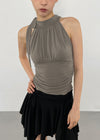 Kungnet Shirred Strap Halterneck Sleeveless