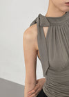 Kungnet Shirred Strap Halterneck Sleeveless