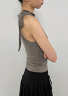 Kungnet Shirred Strap Halterneck Sleeveless
