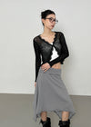 Ssohkeng Sheer Frill Crop Cardigan