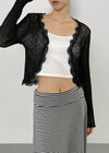 Ssohkeng Sheer Frill Crop Cardigan