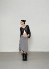 Ssohkeng Sheer Frill Crop Cardigan