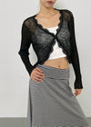 Ssohkeng Sheer Frill Crop Cardigan