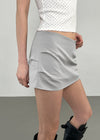 Puffing Low-Waist Pintuck Mini Skirt Pants