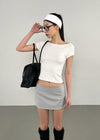 Puffing Low-Waist Pintuck Mini Skirt Pants