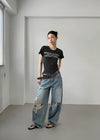 Chemnock Washed Distressed Wide Denim Pants
