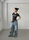 Chemnock Washed Distressed Wide Denim Pants