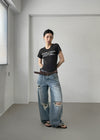 Chemnock Washed Distressed Wide Denim Pants