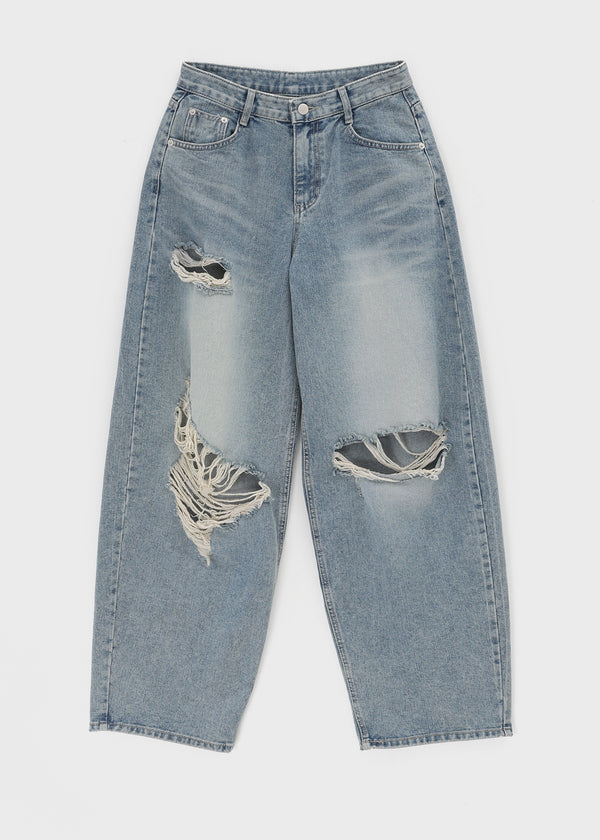 Chemnock Washed Distressed Wide Denim Pants