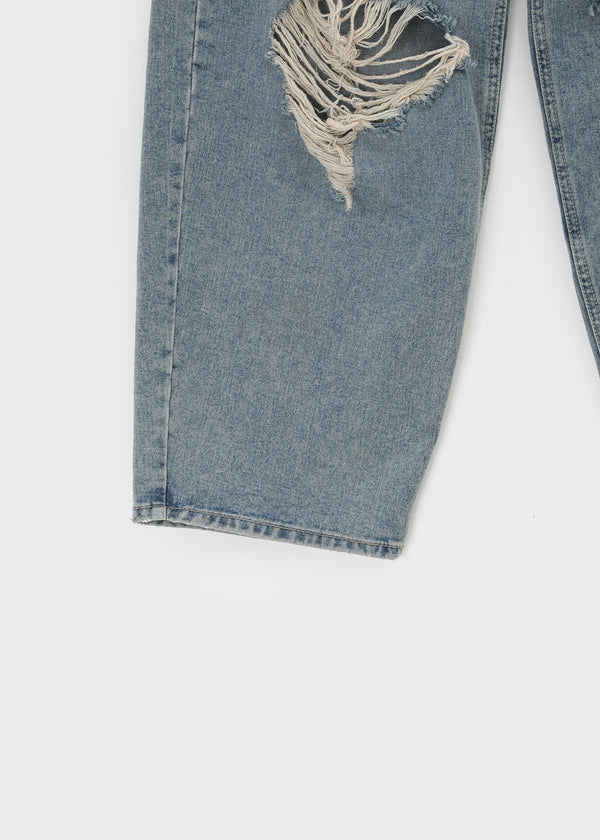 Chemnock Washed Distressed Wide Denim Pants