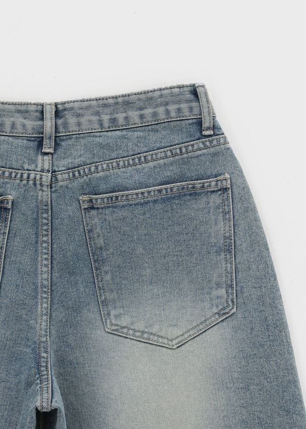 Chemnock Washed Distressed Wide Denim Pants