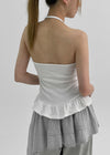 Trokin Dot Frill Halter Sleeveless Top