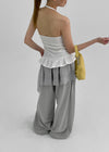 Trokin Dot Frill Halter Sleeveless Top