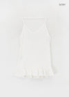 Trokin Dot Frill Halter Sleeveless Top