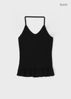 Trokin Dot Frill Halter Sleeveless Top